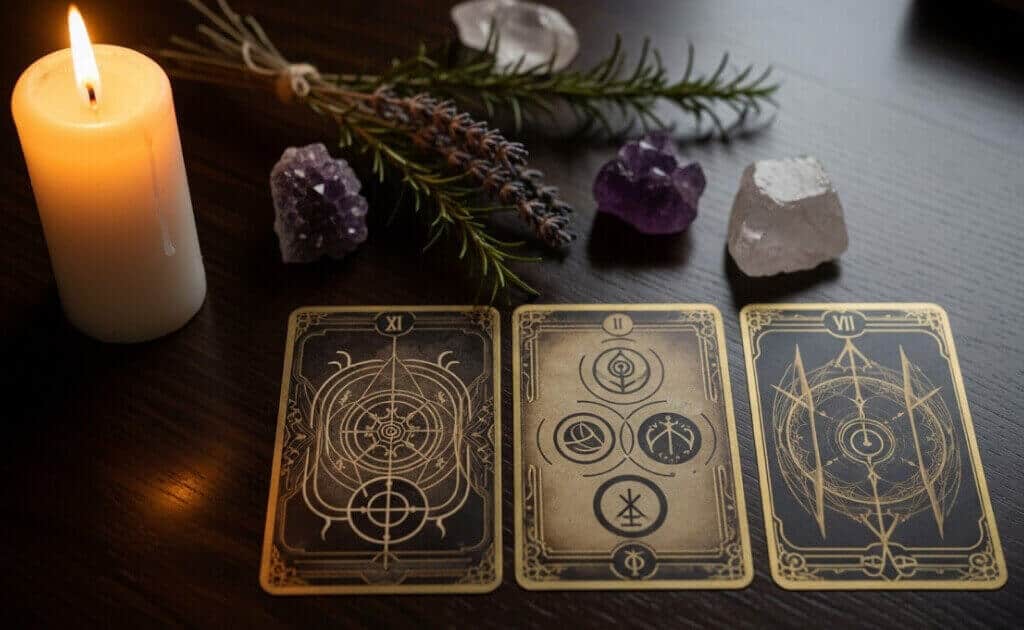 A free 3-card tarot spread for an online reading in Canada.