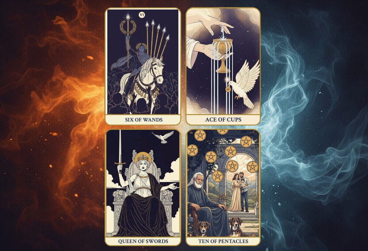 A guide to the four tarot card suits: Wands, Cups, Swords, and Pentacles.