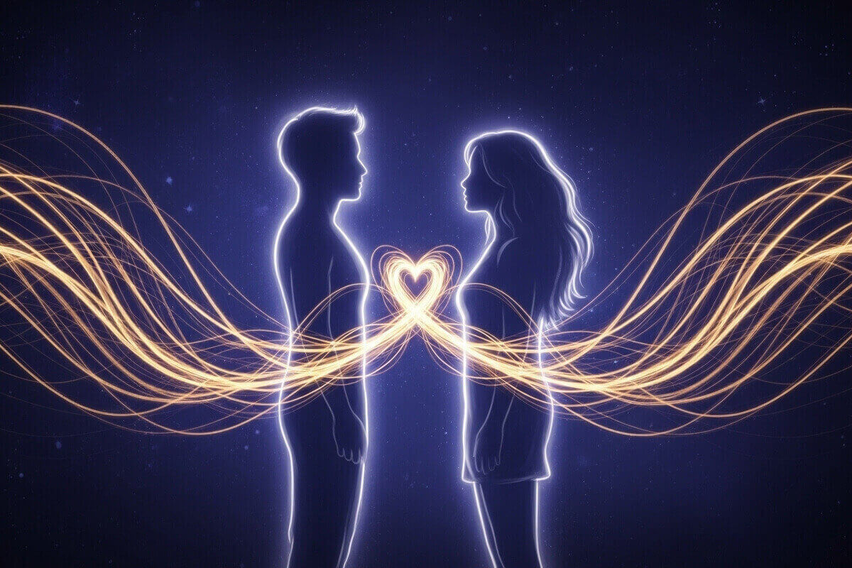 A tarot reading for a soulmate connection, showing a deep spiritual bond.